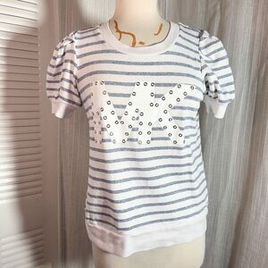 Michael Kors | Women’s | Shirts | S | Initial Hardwear Logo Navy Striped Sweater